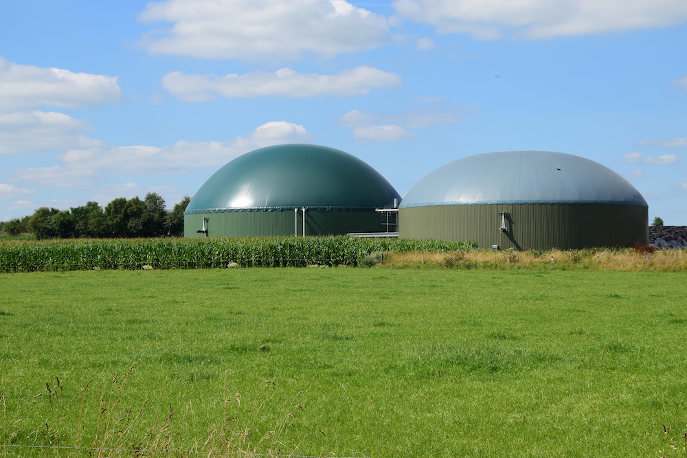 biogas plant near corn field