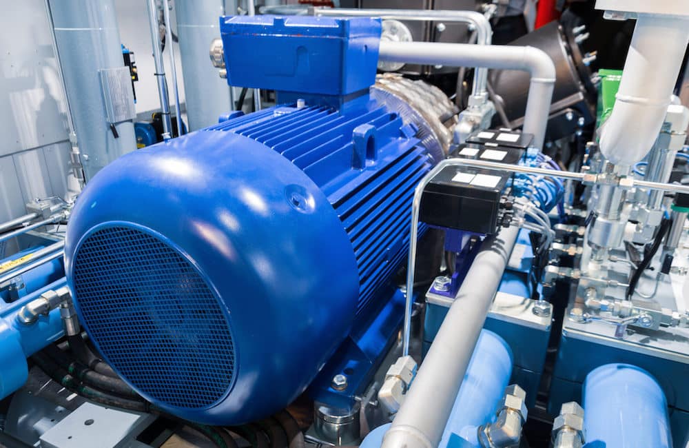 Electric motor of a powerful industrial gas compressor