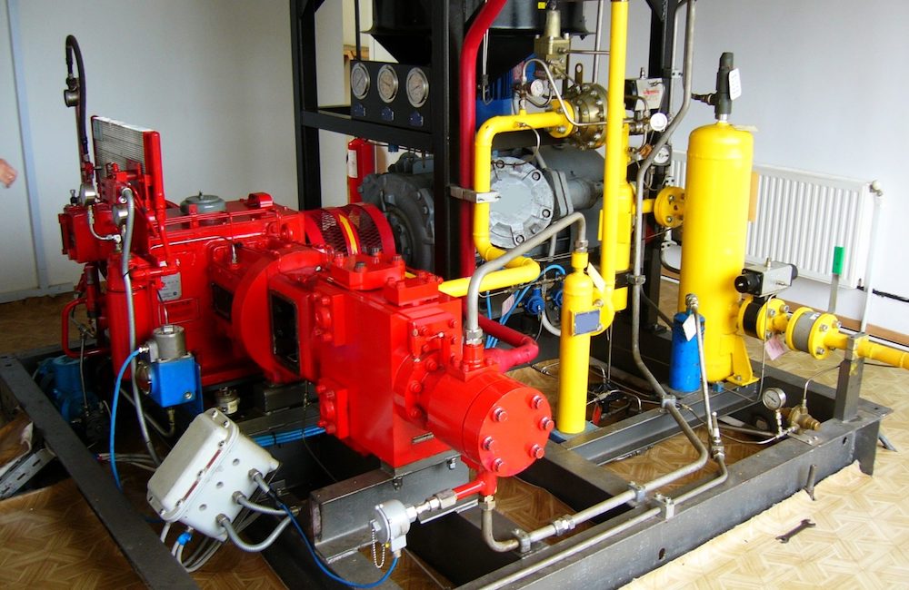 large rotary vane compressor installed inside a building